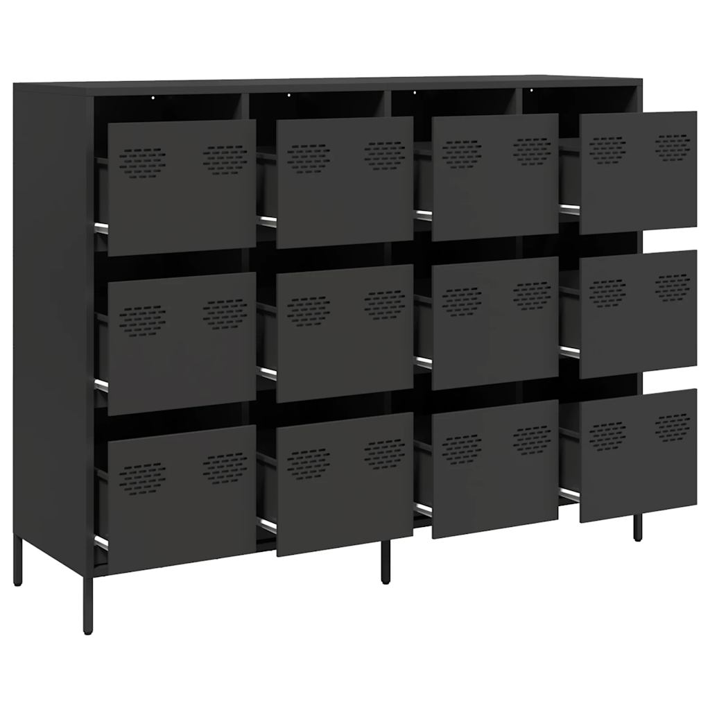 Dressoir 135x39x103,5 cm koudgewalst staal zwart