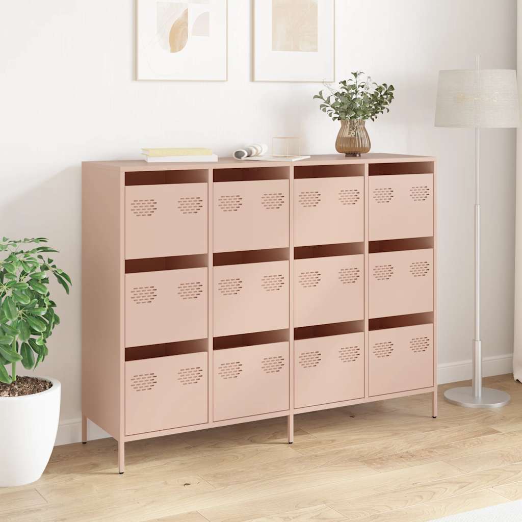 Dressoir 135x39x103,5 cm koudgewalst staal roze