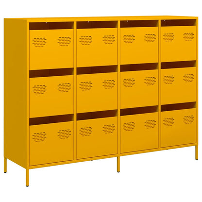Dressoir 135x39x103,5 cm koudgewalst staal mosterdgeel