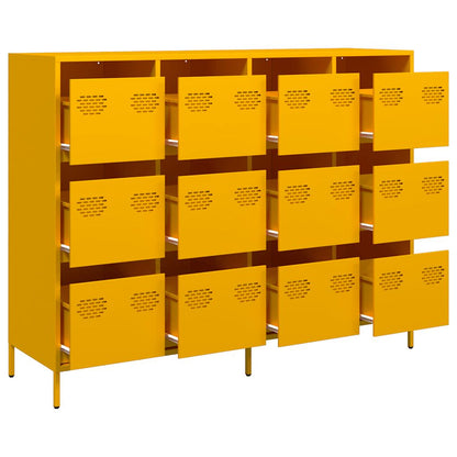 Dressoir 135x39x103,5 cm koudgewalst staal mosterdgeel
