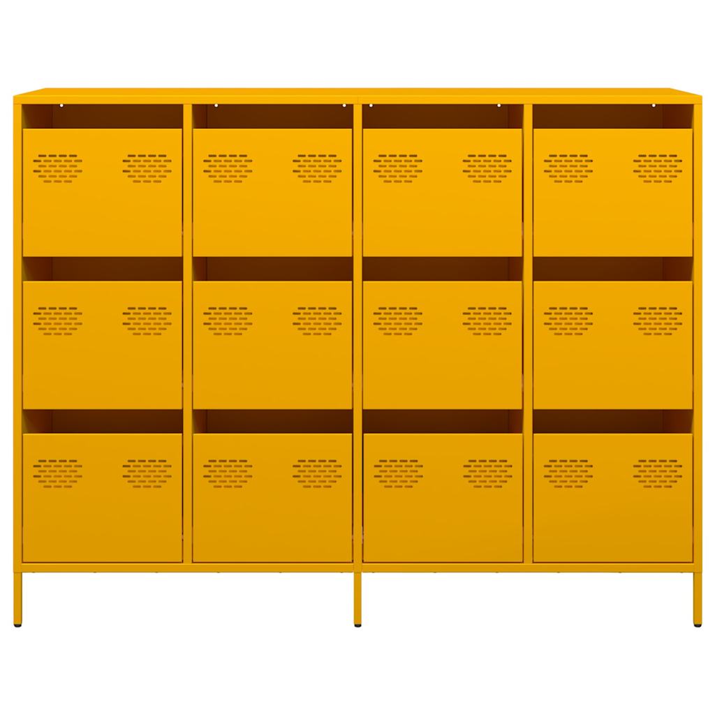 Dressoir 135x39x103,5 cm koudgewalst staal mosterdgeel