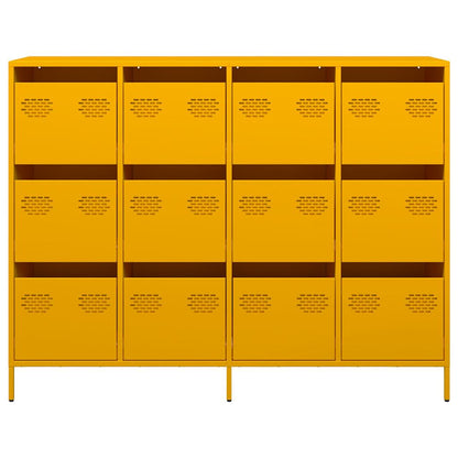 Dressoir 135x39x103,5 cm koudgewalst staal mosterdgeel