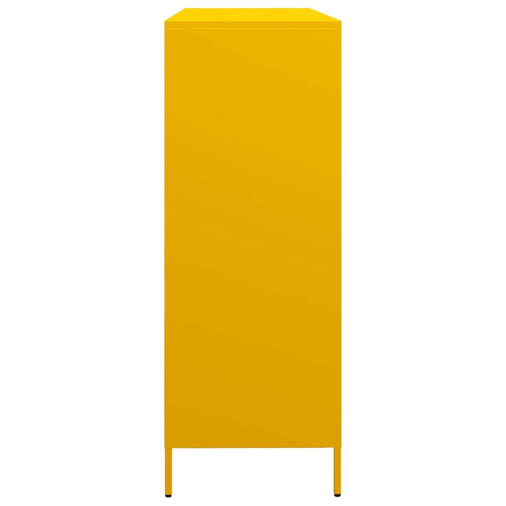 Dressoir 135x39x103,5 cm koudgewalst staal mosterdgeel