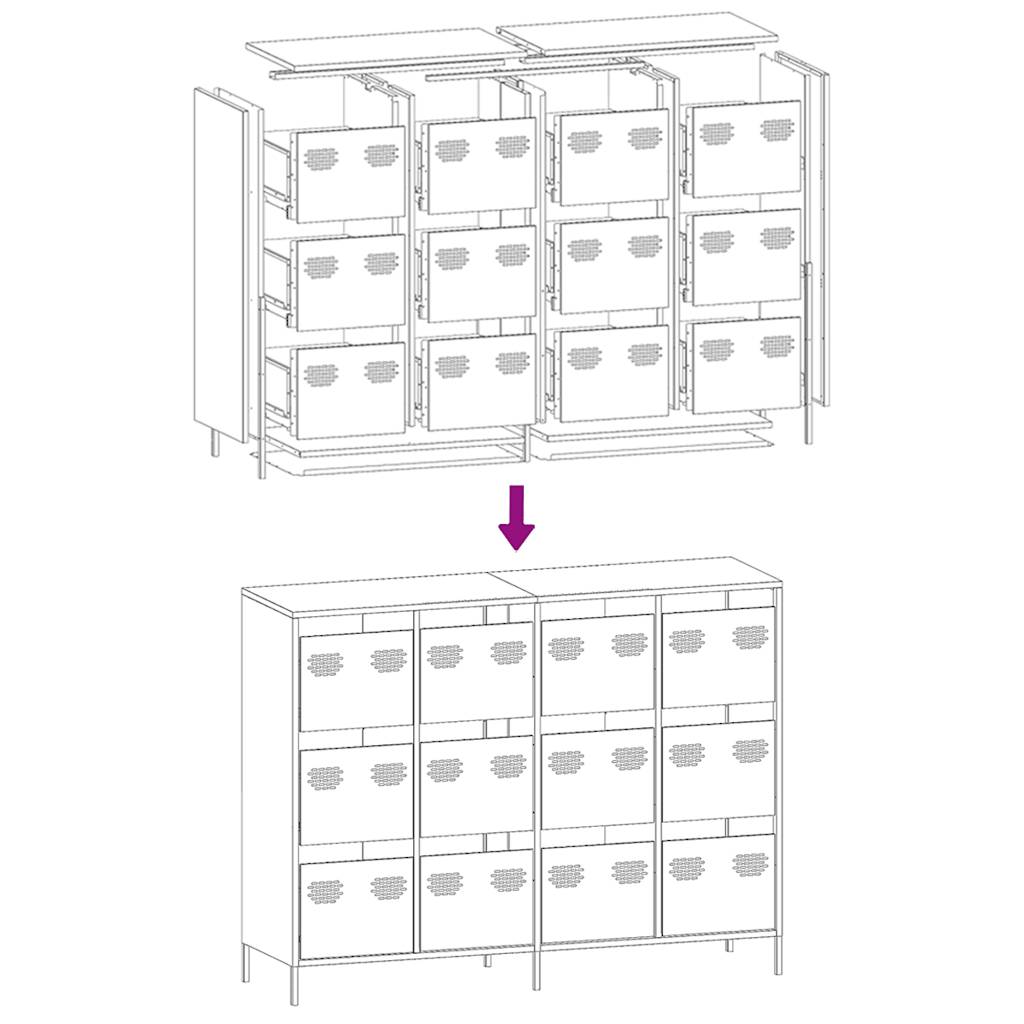 Dressoir 135x39x103,5 cm koudgewalst staal mosterdgeel
