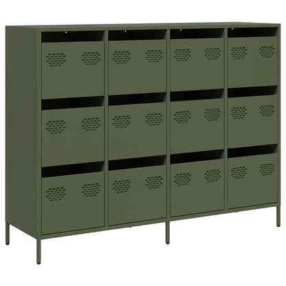 Dressoir 135x39x103,5 cm koudgewalst staal olijfgroen