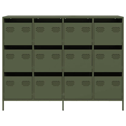 Dressoir 135x39x103,5 cm koudgewalst staal olijfgroen