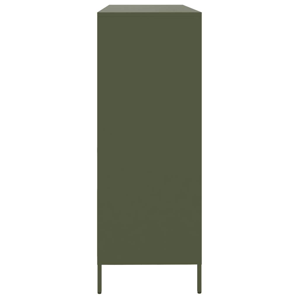 Dressoir 135x39x103,5 cm koudgewalst staal olijfgroen