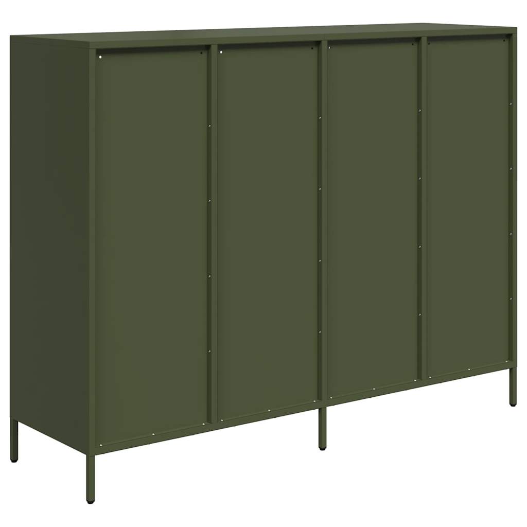 Dressoir 135x39x103,5 cm koudgewalst staal olijfgroen