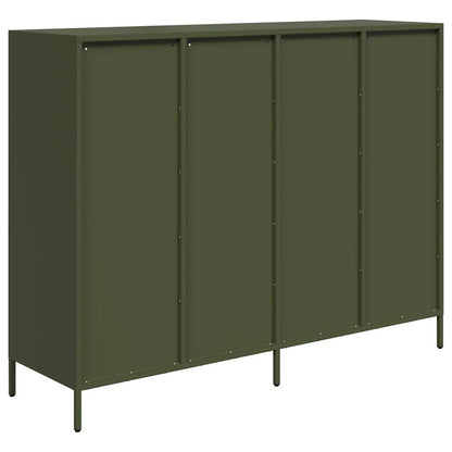 Dressoir 135x39x103,5 cm koudgewalst staal olijfgroen
