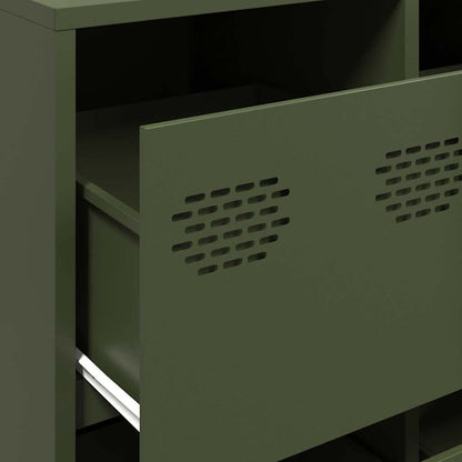 Dressoir 135x39x103,5 cm koudgewalst staal olijfgroen