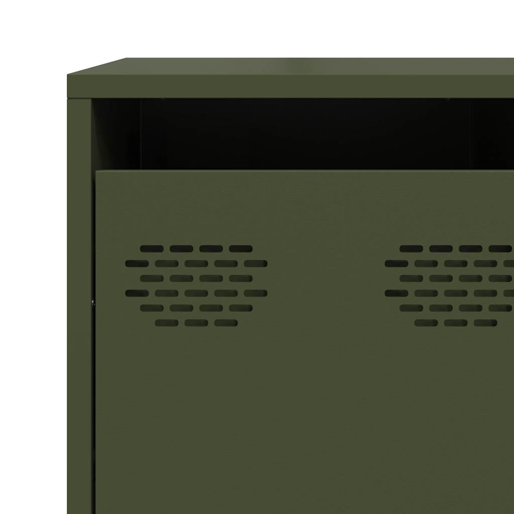 Dressoir 135x39x103,5 cm koudgewalst staal olijfgroen
