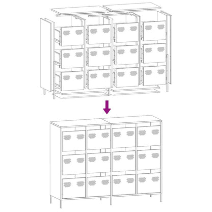 Dressoir 135x39x103,5 cm koudgewalst staal olijfgroen
