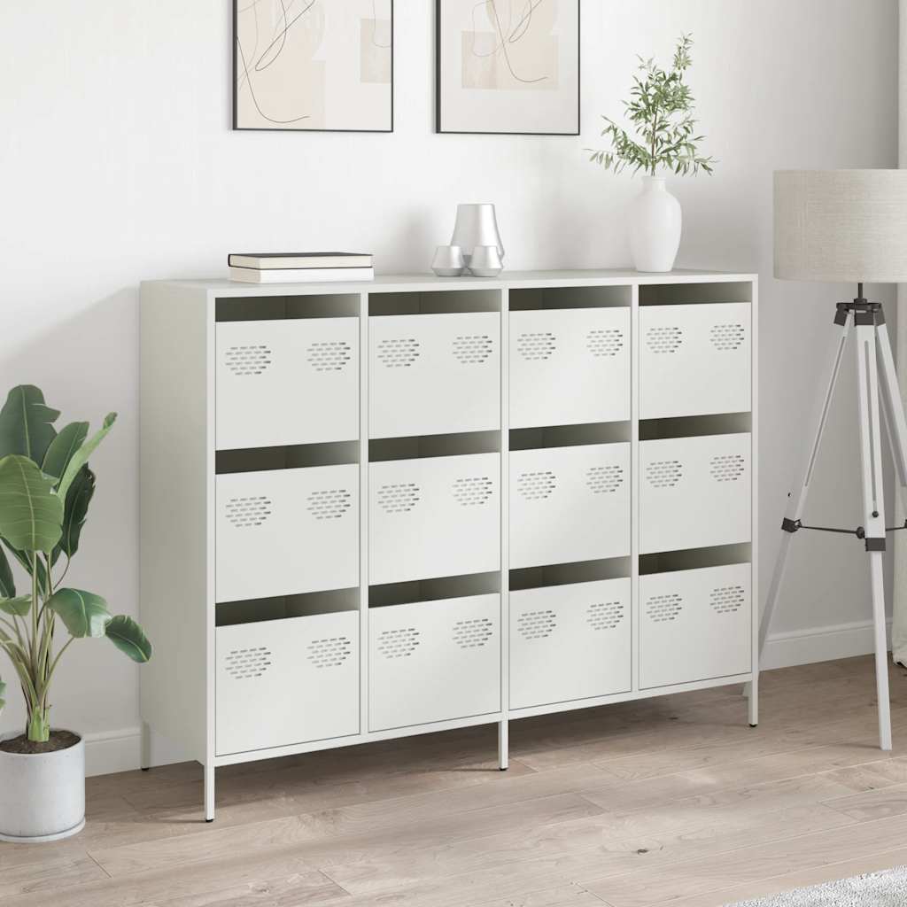 Dressoir 135x39x103,5 cm koudgewalst staal wit