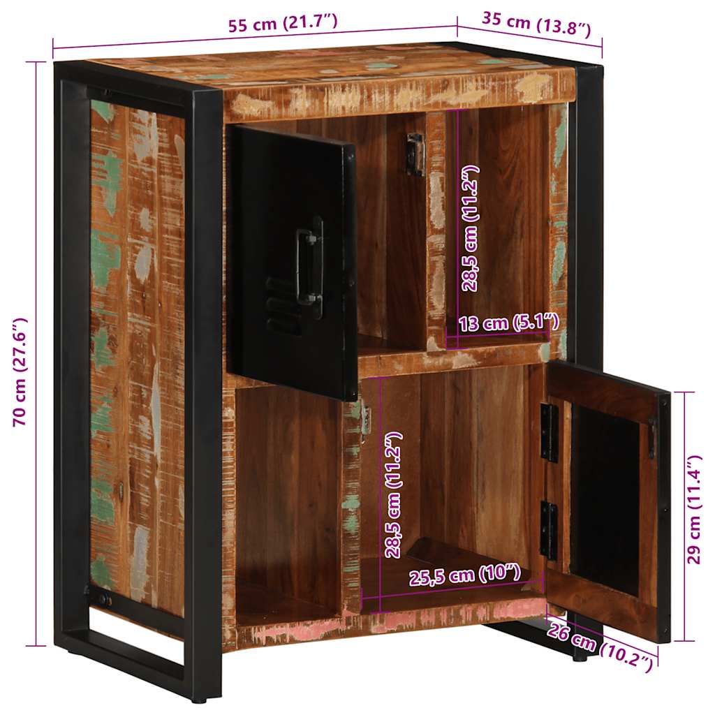 Dressoir 55x35x70 cm massief gerecycled hout meerkleurig