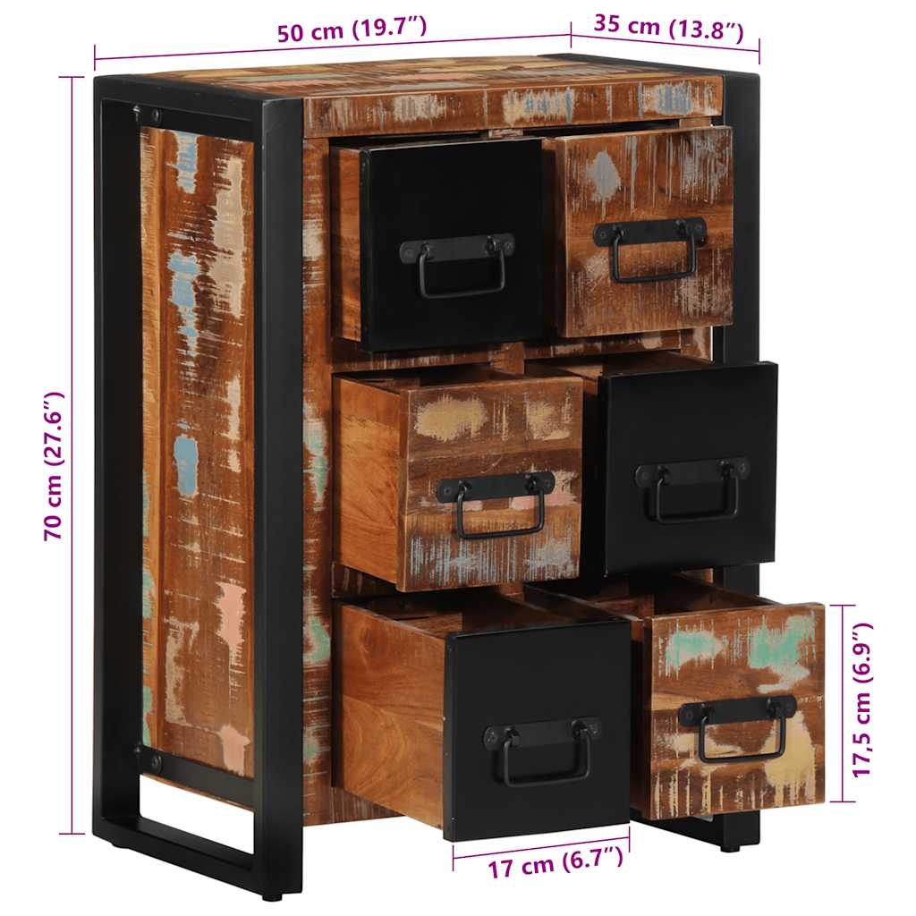 Dressoir 50x35x70 cm massief gerecycled hout