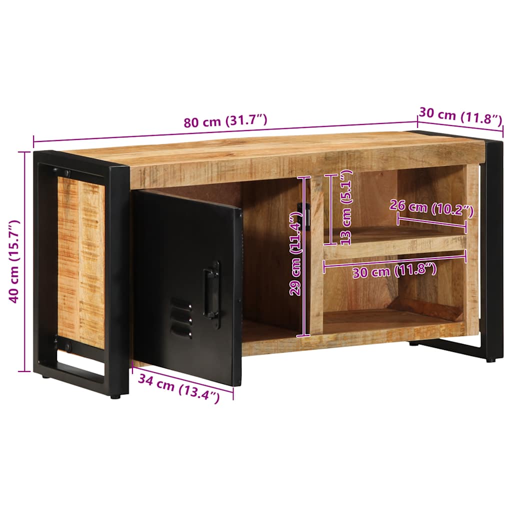 Tv-meubel 80x30x40 cm massief ruw mangohout
