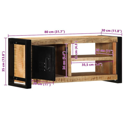 Tv-meubel 80x30x35 cm massief ruw mangohout