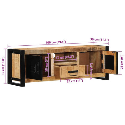 Tv-meubel 100x30x35 cm massief ruw mangohout