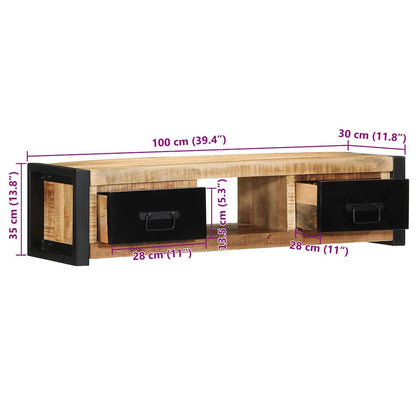 Tv-meubel 100x30x25 cm massief ruw mangohout