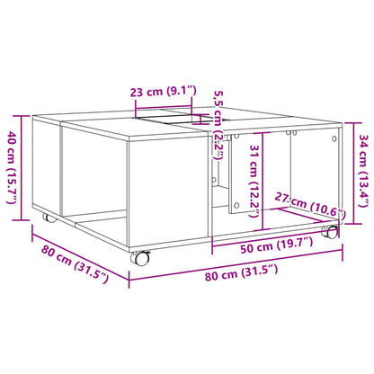 Salontafel 80x80x40 cm bewerkt hout zwart