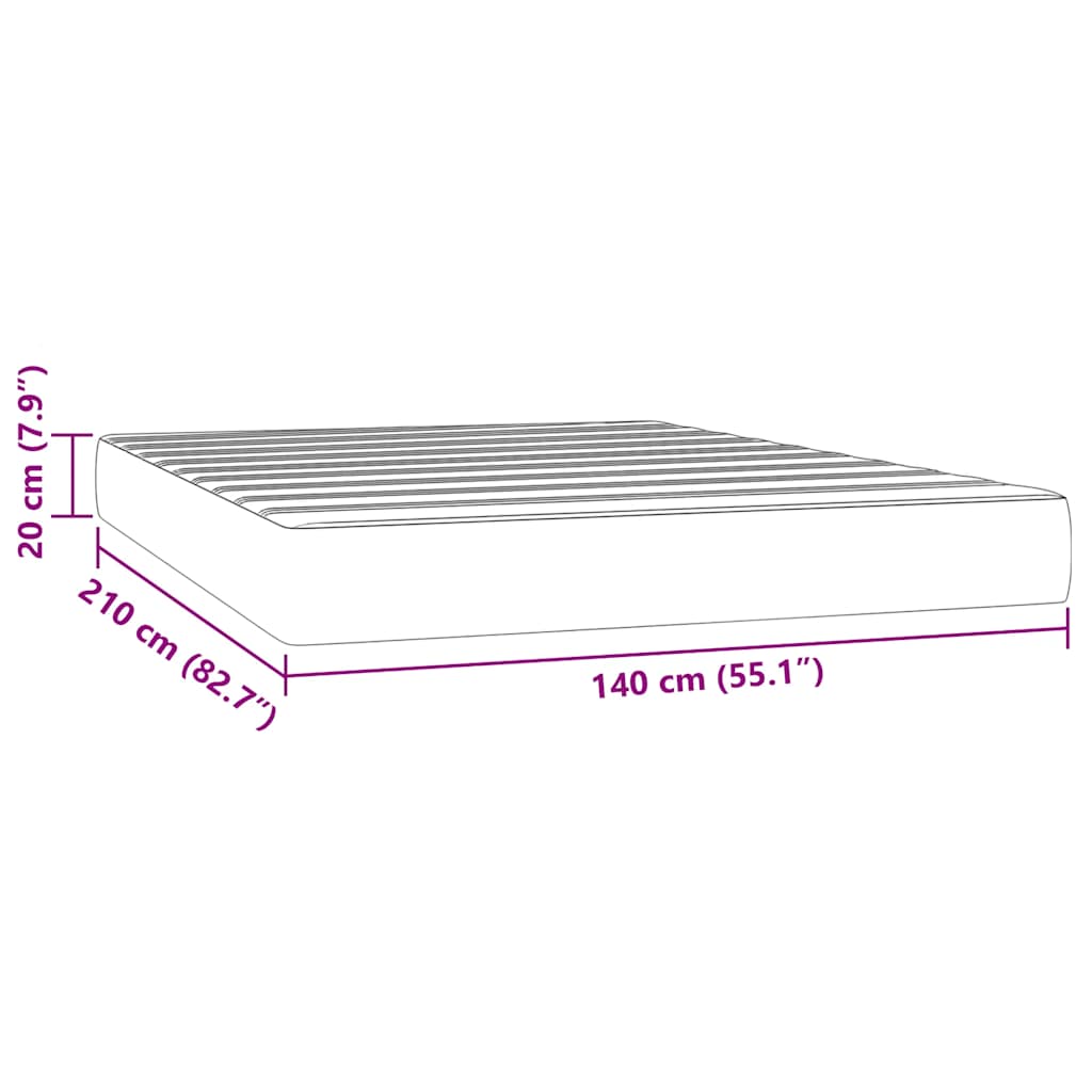 Pocketveringmatras 140x210x20 cm fluweel zwart