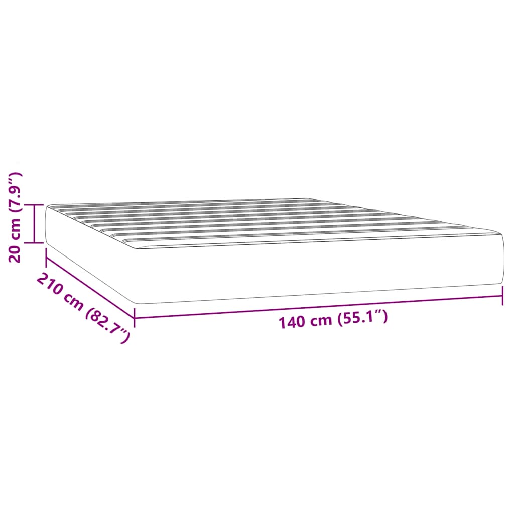 Pocketveringmatras 140x210x20 cm fluweel roze