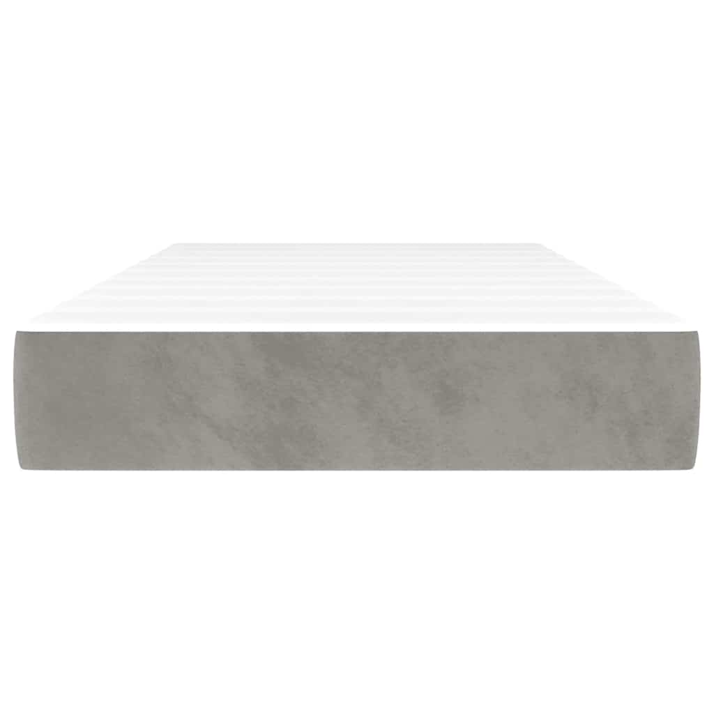 Pocketveringmatras 90x220x20 cm fluweel lichtgrijs