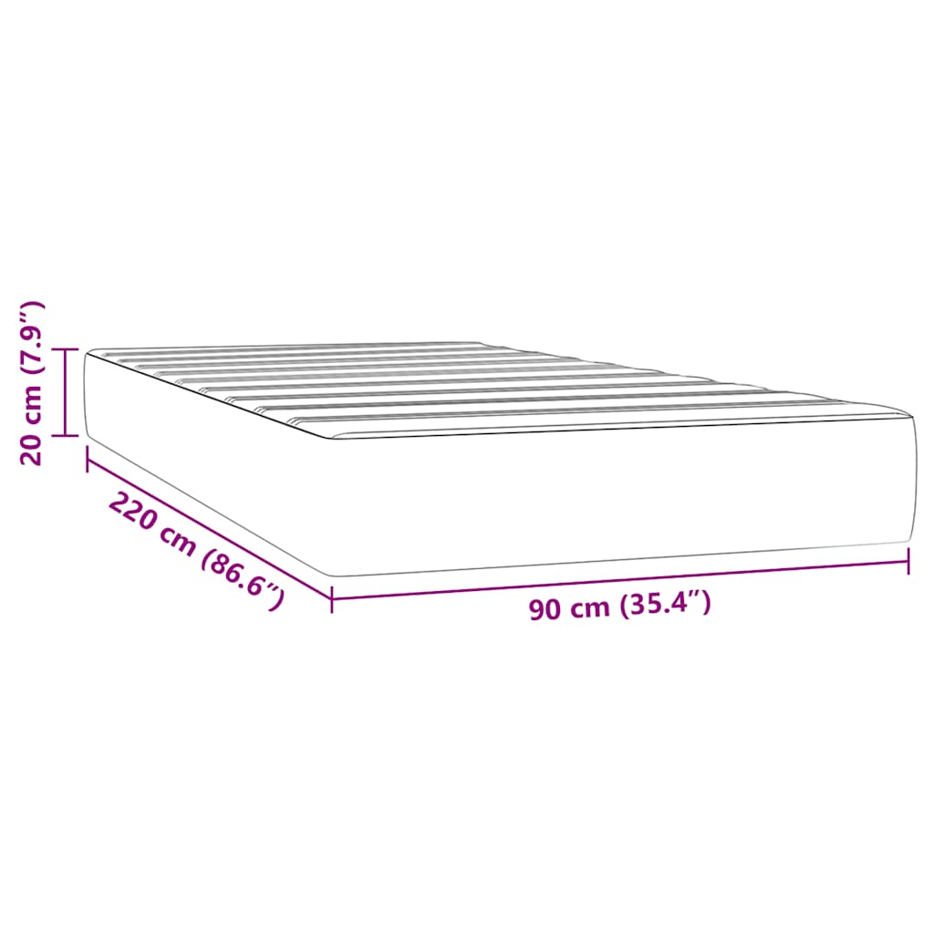 Pocketveringmatras 90x220x20 cm fluweel zwart