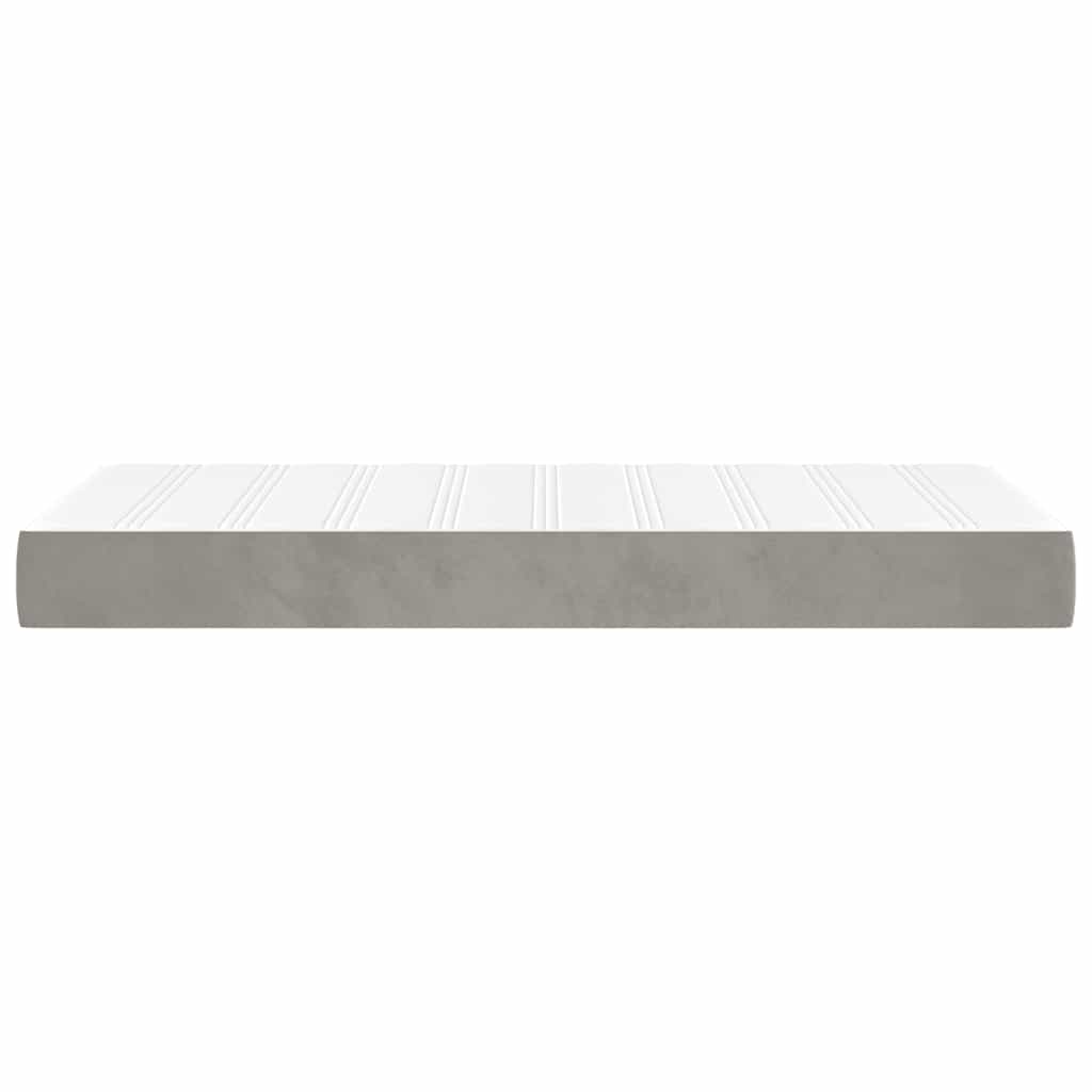 Pocketveringmatras 100x220x20 cm fluweel lichtgrijs
