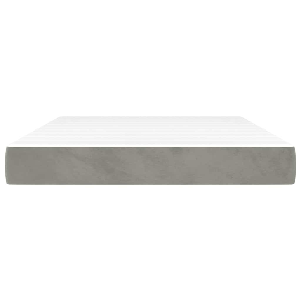 Pocketveringmatras 140x220x20 cm fluweel lichtgrijs