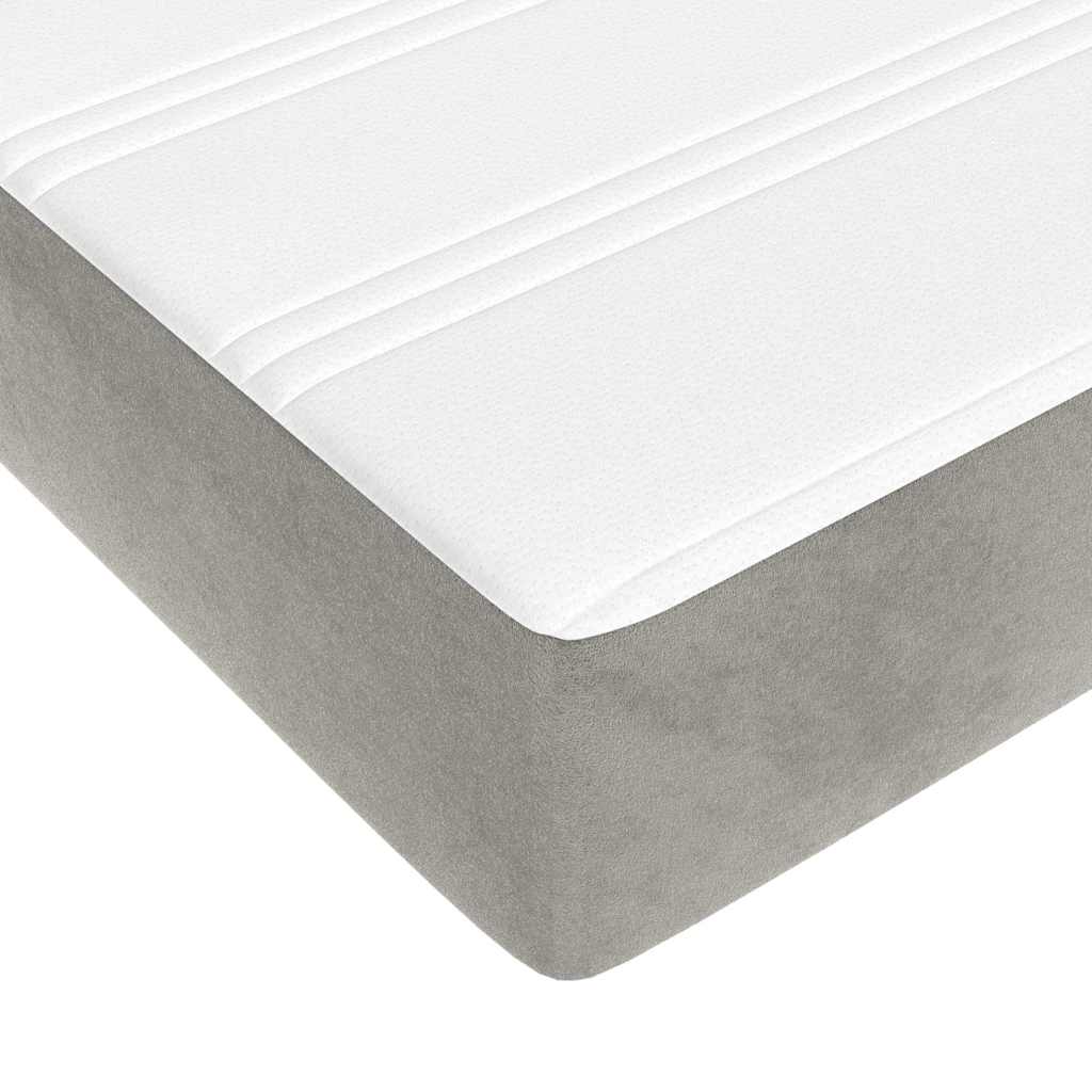 Pocketveringmatras 160x220x20 cm fluweel lichtgrijs