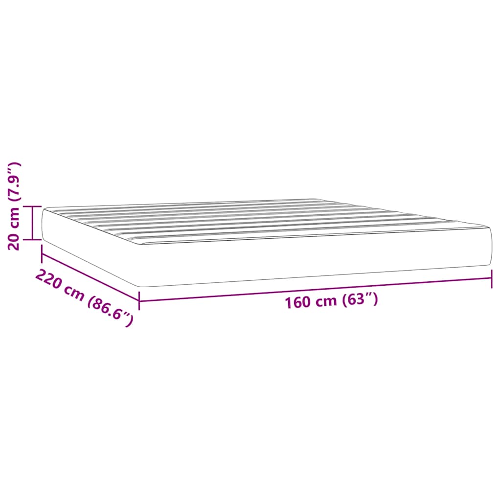 Pocketveringmatras 160x220x20 cm fluweel donkerblauw