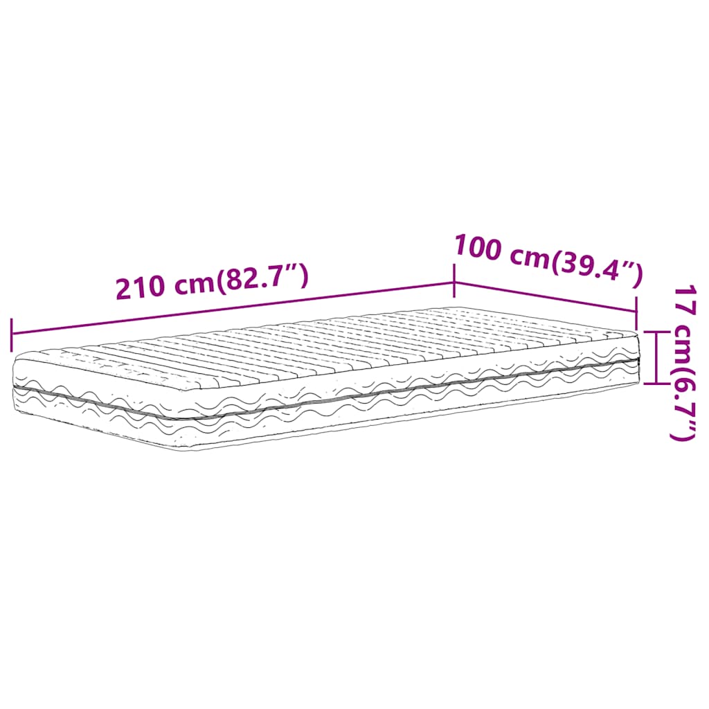 Schuimmatras hardheid H2 H3 100x210 cm wit