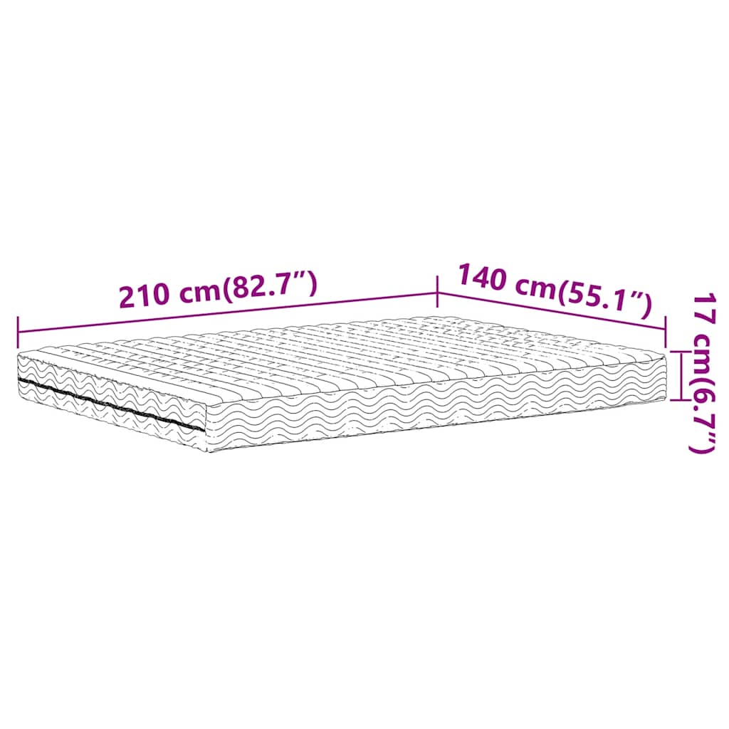 Schuimmatras hardheid H2 H3 140x210 cm wit