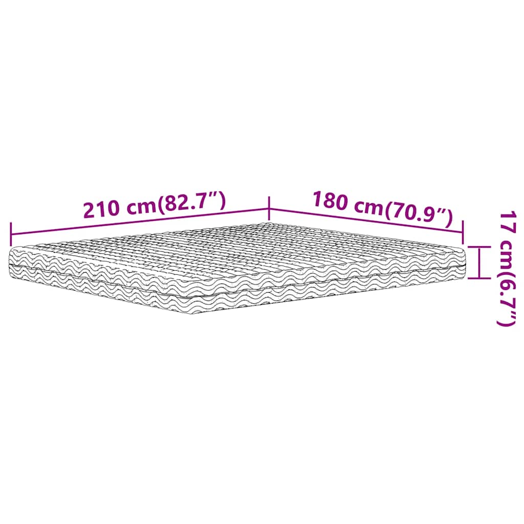 Schuimmatras hardheid H2 H3 180x210 cm wit