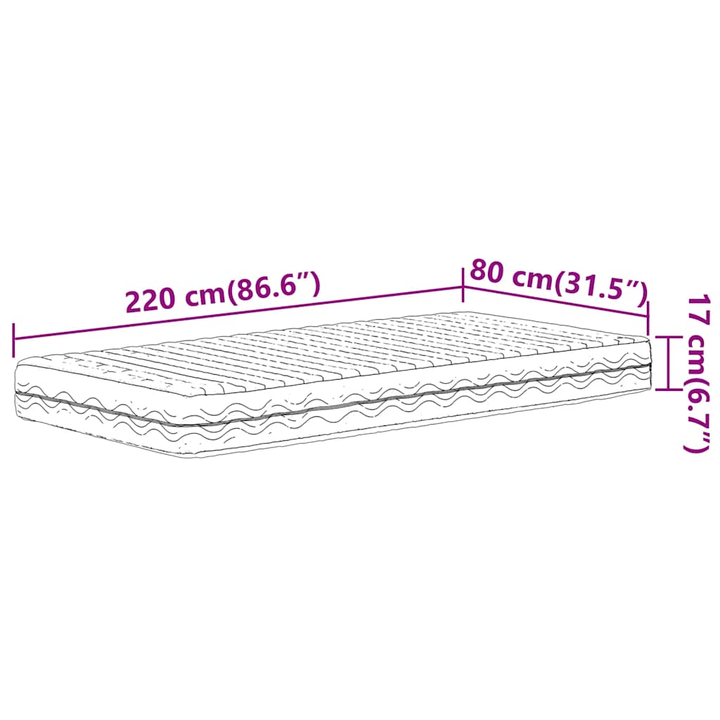 Schuimmatras hardheid H2 H3 80x220 cm wit