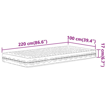 Schuimmatras hardheid H2 H3 100x220 cm wit