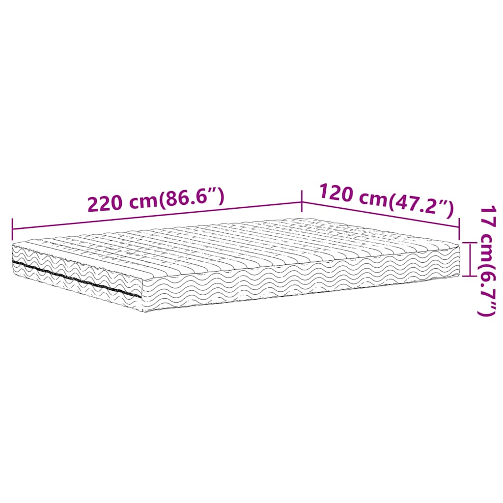 Schuimmatras hardheid H2 H3 120x220 cm wit