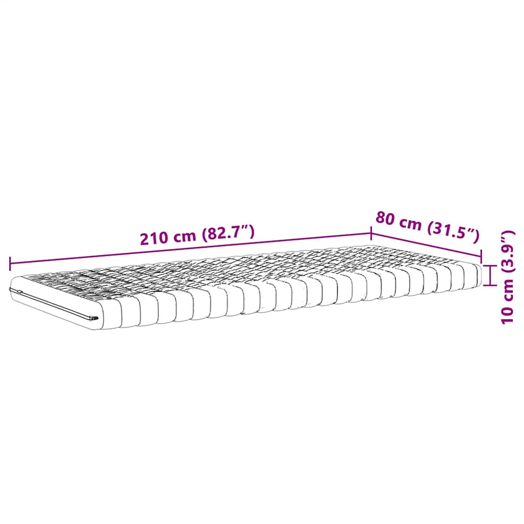 Schuimmatras 7 zones hardheid 20 ILD 80x210 cm wit