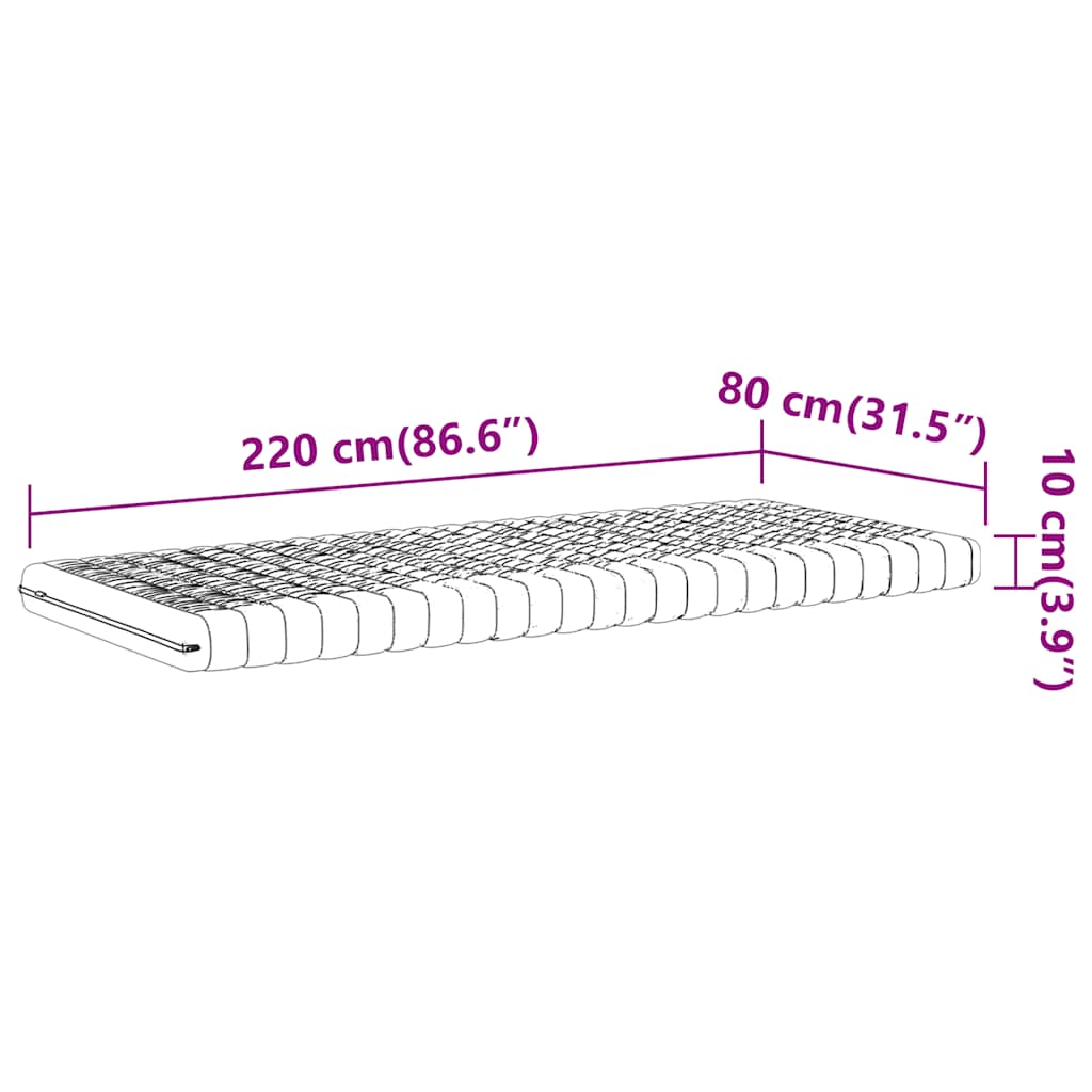 Schuimmatras 7 zones hardheid 20 ILD 80x220 cm wit