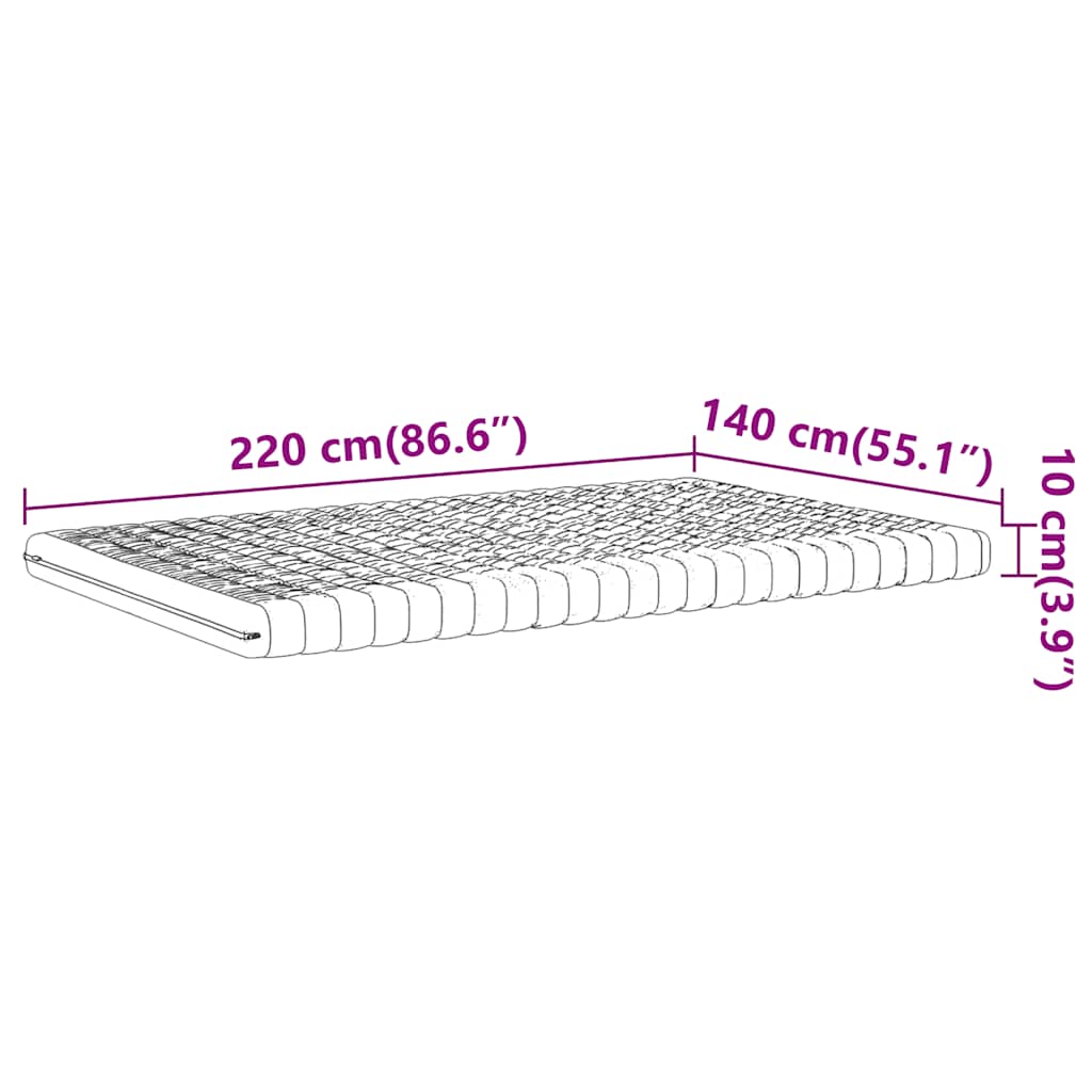 Schuimmatras 7 zones hardheid 20 ILD 140x220 cm wit