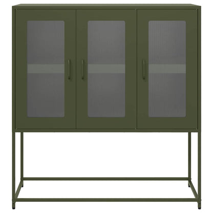Dressoir 100,5x39x107 cm koudgewalst staal olijfgroen