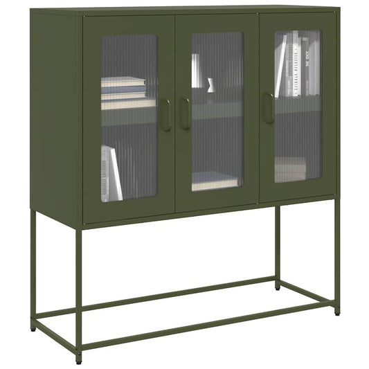 Dressoir 100,5x39x107 cm koudgewalst staal olijfgroen