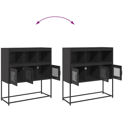 Dressoir 100,5x39x107 cm koudgewalst staal zwart