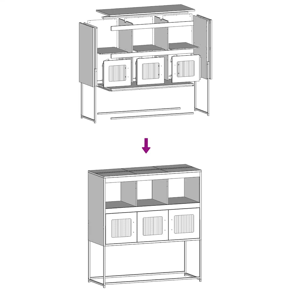 Dressoir 100,5x39x107 cm koudgewalst staal mosterdgeel
