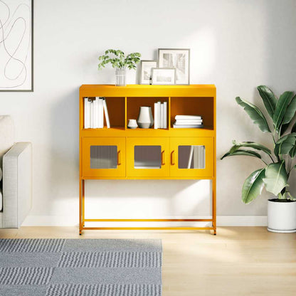 Dressoir 100,5x39x107 cm koudgewalst staal mosterdgeel
