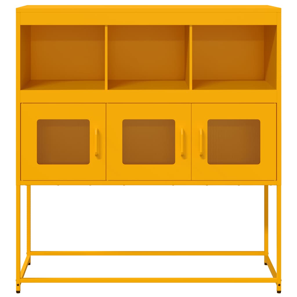 Dressoir 100,5x39x107 cm koudgewalst staal mosterdgeel