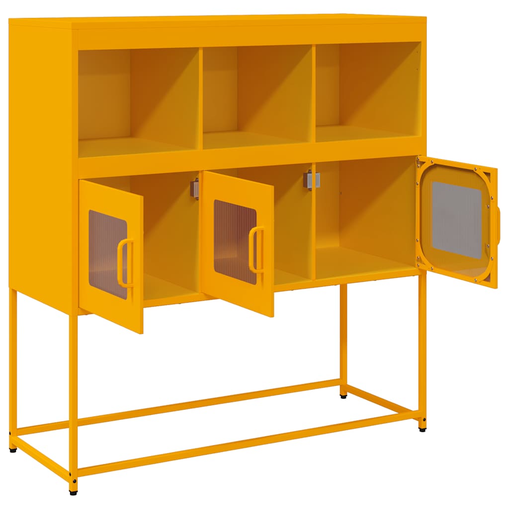 Dressoir 100,5x39x107 cm koudgewalst staal mosterdgeel