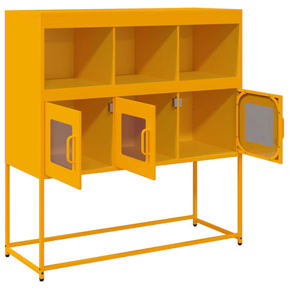 Dressoir 100,5x39x107 cm koudgewalst staal mosterdgeel