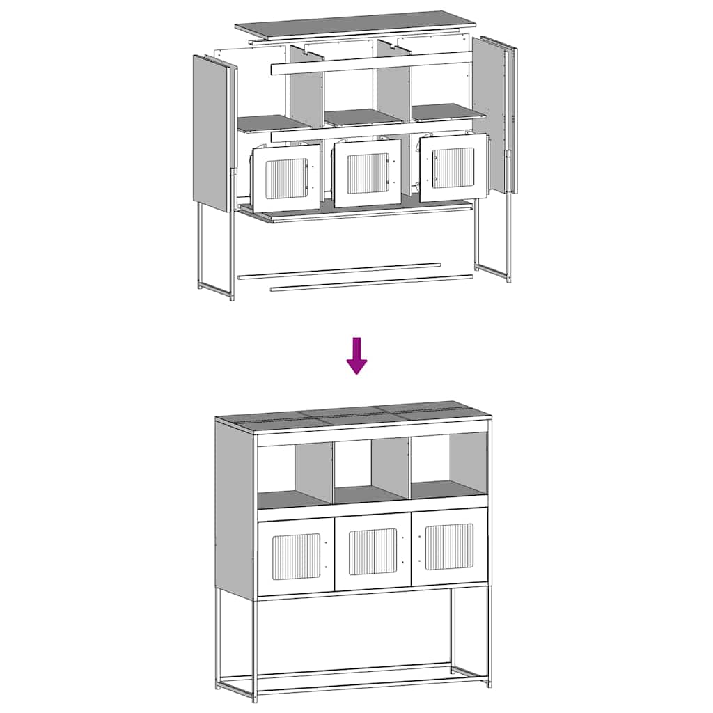 Dressoir 100,5x39x107 cm koudgewalst staal wit